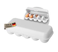 Koziol EGGS TO GO boîte à œufs pour | Boîte de transport | Boîte de rangement | Plastique biocirculaire, empilable, passe au lave-vaisselle | Cuisine, maison, camping (white, 10 œufs)