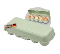 Koziol EGGS TO GO boîte à œufs pour | Boîte de transport | Boîte de rangement | Plastique biocirculaire, empilable, passe au lave-vaisselle | Cuisine, maison, camping (organic green, 10 œufs)