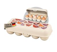Koziol EGGS TO GO Boîte de rangement pour 10 œufs avec fermeture à clip pour réfrigérateur Boîte à œufs en plastique (10 œufs, amande)