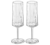 Koziol Superglas Club No. 14, Lot de 2 verres à champagne et vin pétillant 100 ml en plastique cristal transparent, élégants, incassables, réutilisables, parfaits pour fête, camping et soirées