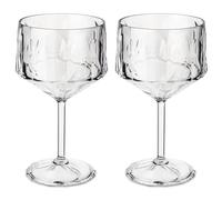 Koziol Superglas Club No. 15, Lot de 2 verres à cocktail et gin 400 ml avec pied, plastique cristal transparent effet diamant, élégants, incassables, réutilisables, pour fêtes, jardin, camping