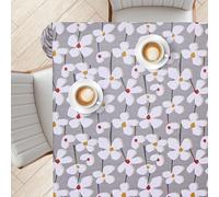 KP Home Nappe Rectangulaire en PVC Gris - Imprimé Floral À Effet Pailleté - Taille 200x140 cm - Revêtement Plastique Lavable Et Résistant À L’Eau - Toile Cirée pour pour Intérieur Et Extérieur