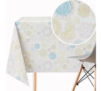 KP HOME Nappe Toile Cirée Rectangulaire 140x300 cm - Nappe Plastique Facile à Nettoyer Jusqu'à 10 Places, PVC Toile Cirée Étanche Vinyle, Motif Dentelle et Géométrique Coloré
