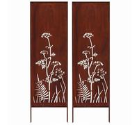KPGA KAPAGA HOME & GARDEN - 2x Brise-vue en métal - Aspect rouille - 160 cm x 50 cm - Protection visuelle pour jardin - Clôture murale - Décoration extérieure