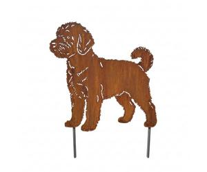KPGA KAPAGA HOME & GARDEN Labradoodle - Décoration de jardin en rouille - Décoration de jardin pour l'extérieur - En métal solide - Résistant aux intempéries - Pour parterre et terrasse - 45 x 23 cm