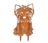 KPGA KAPAGA HOME & GARDEN Piquet de jardin Yorkshire Terrier - Décoration de jardin en rouille - Décoration de jardin pour l'extérieur - Statue de jardin en métal solide en acier - Résistant aux