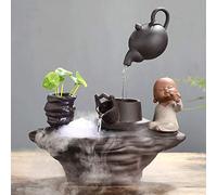 Kpjovnar Fontaine de Table d’intérieur, Fontaine Cascade décorative, en céramique, Motif Bouddha, avec Effet Brume, avec Pompe à Eau, Style Zen, pour Espace extérieur