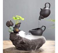 Kpjovnar Fontaine de Table d’intérieur, Fontaine Cascade décorative, en céramique, Motif Bouddha, avec Effet Brume, avec Pompe à Eau, Style Zen, pour Espace extérieur