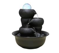 Kpjovnar Fontaine de Table d’intérieur, Fontaine Cascade décorative, en Pierre, avec éclairage LED, avec Pompe à Eau, Style Zen, pour Bureau, Chambre, Espace Yoga, Espace méditation