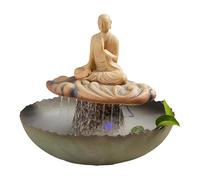 Kpjovnar Fontaine de Table d’intérieur, Fontaine Cascade décorative, en résine, Motif Bouddha, avec Pompe à Eau, Style Feng Shui, pour Salon, Bureau, Chambre, Coin Lecture