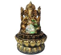 Kpjovnar Fontaine de Table d’intérieur, Fontaine Cascade décorative, en résine, Motif Bouddha, éléphant, avec Pompe à Eau, pour Salon, Bureau, Chambre