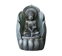 Kpjovnar Fontaine de Table d’intérieur, Fontaine Cascade décorative, en résine, Motif Bouddha, Lotus, avec Pompe à Eau, Style Zen, pour Salon, Bureau, Chambre, Espace extérieur
