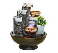 Kpjovnar Fontaine de Table d’intérieur, Fontaine Cascade décorative, en résine, Motif Poisson, avec Boule rotative, avec Pompe à Eau, pour Salon, Bureau