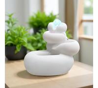 Kpjovnar Fontaine de Table d’intérieur, Fontaine Cascade décorative, Motif Roue à Eau, avec éclairage LED, Roue à Eau, Style Feng Shui, pour Bureau, entrée, Blanc