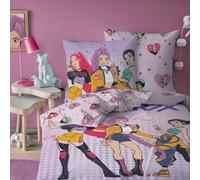 KPop Demon Hunters Heart Parure de lit 100% coton - Licence officielle | Housse de Couette 140x200 cm + 1 taie 63x63 cm | Fermeture boutons | Chambre enfant, lit 1 place | Certification Oeko-Tex