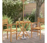 KPOUTRFG Table de jardin pliante 75 cm en bois massif d'eucalyptus | Rond, résistant aux intempéries, avec trou de parapluie, pour fête et pique-nique