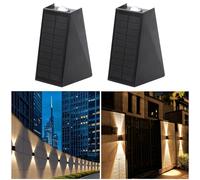 kpslucerna Lampes solaires pour jardin extérieur, lot de 2 appliques murales d'extérieur à lumière solaire, applique murale solaire à LED vers le haut et vers le bas, lampes solaires décoratives