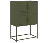 KPWENFBSL Buffet en acier - Vert olive - 68,5 x 38,5 x 107 cm | Commode industrielle avec 4 compartiments et portes pour salon et couloir, armoire robuste en métal.
