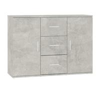 KPWENFBSL Buffet gris béton 91 x 29,5 x 65 cm Commode en bois | Armoire d'appoint compacte avec 2 portes et 3 tiroirs pour couloir et salon. Étagère robuste pour articles de décoration.