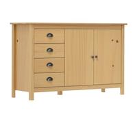 KPWENFBSL Buffet Hill en bois massif de pin marron miel 130 x 40 x 80 cm | Meuble d'appoint polyvalent pour salon et couloir avec 4 tiroirs et 2 portes pour un rangement bien rangé.
