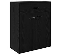 KPWENFBSL Buffet noir aspect chêne 60 x 30 x 75 cm commode | Armoire d'appoint compacte pour salon et chambre à coucher avec tiroir spacieux, 2 portes et poignées en acier.
