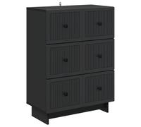 KPWENFBSL Commode rétro noire 66 x 34,5 x 90 cm | Armoire d'appoint pratique avec 3 tiroirs et poignées en métal noir pour salon, couloir et bureau.