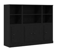KPWENFBSL Ensemble de meubles hauts aspect chêne noir 132 x 35,5 x 103,5 cm | Ensemble de 3 armoires d'appoint fines pour le salon et la salle à manger avec 4 portes et beaucoup d'espace de rangement en