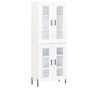 KPWENFBSL Highboard Vitrine 2 pièces Blanc 69,5 x 34 x 180 cm | Vitrine moderne avec éléments en verre et pieds en métal solides pour un ordre élégant dans le salon