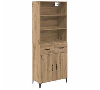KPWENFBSL Lot de 2 tables hautes - 69,5 x 34 x 180 cm - En bois aspect | Ensemble de deux pièces composé d'un buffet et d'une armoire suspendue pour salle à manger et salon avec étagères réglables