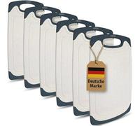 KPYTO, lot de 6 petites planches à déjeuner, 25 x 15 cm, lot de planches à découper, réversibles, antidérapantes avec rigole d'égouttage, planches de couleur crème avec bordure noire, planches, planch