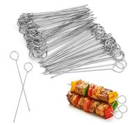 KQDRAVINE 80 Pièces pic a brochette inox, 2 x 14,5 cm Aiguilles à Roulade, brochettes pour barbecue réutilisables pour viande et légumes