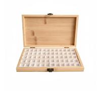 KQFCAZRE Boîte Aquarelle Grain Visible Boîte Compartimentée Ouverture Plate Caisse Bois Naturel, Boîte En Bois De Bambou Avec 60 Compartiments Blancs