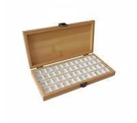 KQFCAZRE Boîte Aquarelle Grain Visible Boîte Compartimentée Ouverture Plate Caisse Bois Naturel, Boîte En Bois De Bambou Avec 48 Compartiments Blancs