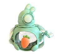 KQFCAZRE Bouteille d'eau pour Enfants avec Paille Gourde Gobelet Portable Tasse de Sport avec Sangle Conception Mignonne en Silicone Adaptée Aux Filles, Vert
