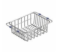 KQFCAZRE Égouttoir Télescopique en Acier Inoxydable Résistant à la Rouille Support de Lavage de Légumes en INOX Antidérapant Panier d’évier Extensible, Naturel, Modèle Moyen