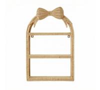 KQFCAZRE Étagère Murale en Rotin Bibliothèque Rangement Présentoir Charme avec Arche et Nœud Trois Niveaux Solution Murale pour Petits Objets Adaptée aux Nurseries Chambres Cafés Décorative