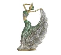 KQFCAZRE Figurine Danseuse Doré Statue Danseuse Sculpté Statuette Paon pour Salon, Bureau, Vert-Bleu, Danseuse De Paon Vert-Bleu