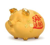 KQFCAZRE Tirelire en Forme Cochon Doré Tirelire Cochon avec Ouverture Métallique pour Enfants, Chambre, Bureau, Grand