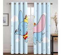 KQJSQ Rideaux Occultants Volent dans Le Ciel Dumbo Oeillet Anneau Isolation Rideaux Réduisent Le Bruit, pour La Chambre d'enfants Chambre Salon Décoration 2 Pièces-117(W) X183(H) Cm