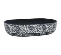 KQMNWMR Lavabo à poser en céramique ovale 59 x 40 x 14 cm | Bassin artificiel fait à la main de style vintage pour toilettes d'invités et salle de coiffure, facile d'entretien avec