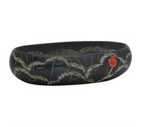 KQMNWMR Lavabo à poser en céramique, ovale, noir, 59 x 40 x 15 cm | Lavabo fait à la main unique avec motif vintage, design élégant pour les toilettes d'invités, la salle de bain et la salle de