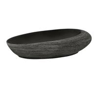 KQMNWMR Lavabo à poser ovale en céramique - 59 x 40 x 14 cm - Gris et noir | Bassin artificiel fait à la main avec motif vintage, idéal comme accroche-regard élégant pour les toilettes d'invités