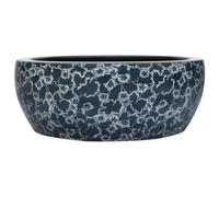 KQMNWMR Lavabo à poser rond Ø 41 x 14 cm en céramique noir bleu | Le motif vintage fait à la main apporte des accents élégants dans la salle de bain ou les toilettes d'invités
