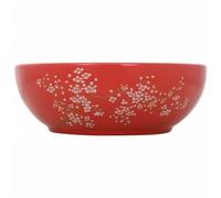 KQMNWMR Lavabo à poser rond en céramique 41 x 14 cm | Vasque artificielle faite à la main avec motif vintage pour toilettes d'invités, salle de maquillage et plan de lavabo
