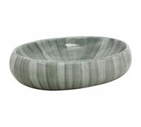 KQMNWMR Lavabo à poser vert ovale 59 x 40 x 15 cm en céramique | Design vintage fait à la main pour salle de maquillage et WC d'invités, surface facile d'entretien avec motif individuel