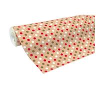 Kraft brut 70g, rl 50x0,70m Noël pois rouge blanc or