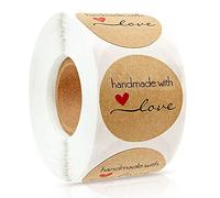Kraft Handmade with Love Stickers,Rouleau d'étiquettes Baking Sticker