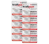 kraftmax CR2016 Lot de 10 piles bouton au lithium haute performance 3 V pour applications professionnelles