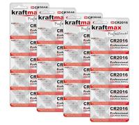 kraftmax CR2016 Lot de 20 piles bouton au lithium haute performance 3 V pour applications professionnelles