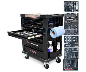 KraftMüller Servante d'atelier WIDMANN WM-ST-6BKAC - 263 Outils Haute qualité Inclus, 6 tiroirs Pleins, Dévidoir pour Papier, Cabinet Tools